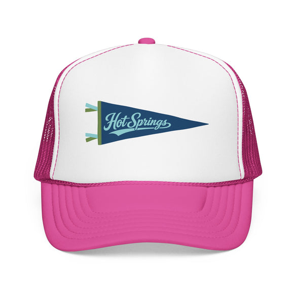 Hot Springs National Park Pennant Trucker Hat — Vintage Foam Mesh Cap