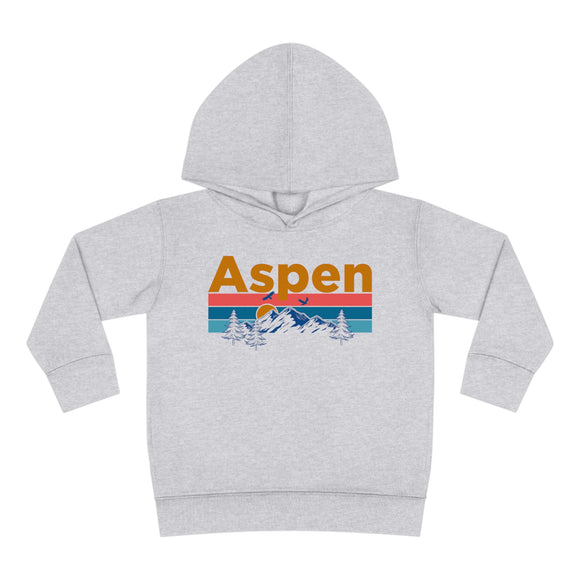 Aspen Toddler Hoodie - Retro Mountain Sun Unisex Aspen Toddler Sweatshirt
