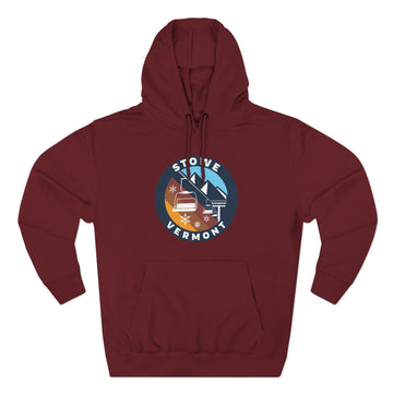 Buy burgundy Premium Stowe, Vermont Ski Lift Hoodie