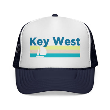 Key West, Florida Retro Sailboat Trucker Hat - 0