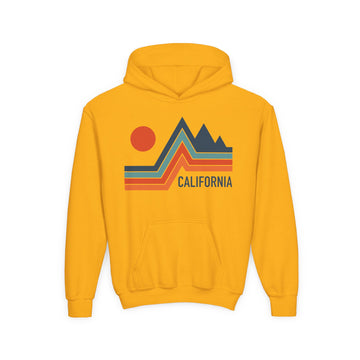 Buy gold California Youth Hoodie - Retro Mountain California Youth Sweatshirt