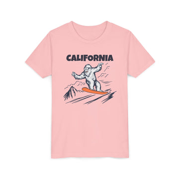 Buy pink California Yeti Snowboard Youth Tee - Kids Skiing Shirt