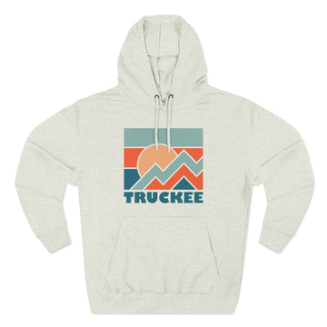 Buy oatmeal-heather Truckee, California Hoodie - Retro Mountain Unisex Sweatshirt