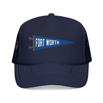Fort Worth, Texas Pennant Trucker Hat — Retro Flag Foam Cap