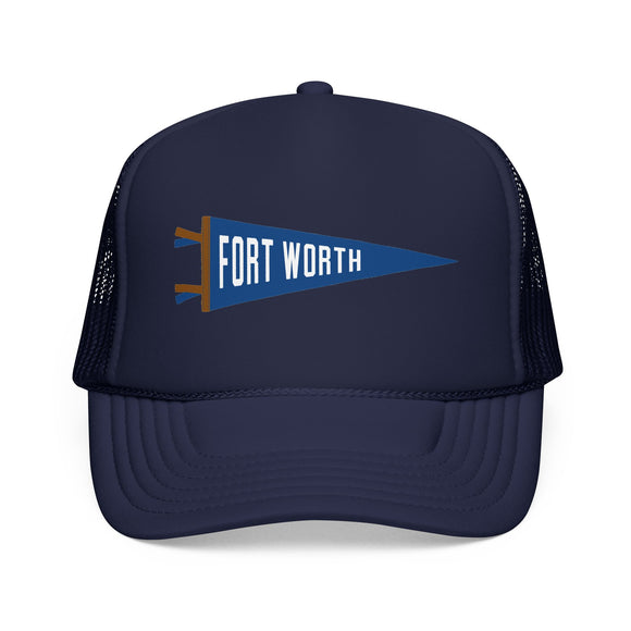 Fort Worth, Texas Pennant Trucker Hat — Retro Flag Foam Cap