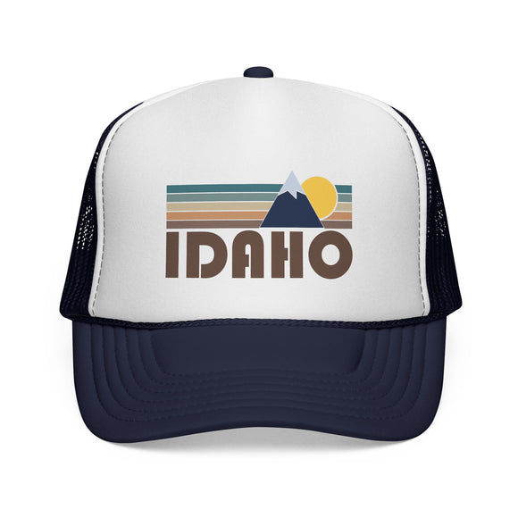Idaho Retro Mountains Trucker Hat - Vintage Style Idaho Cap