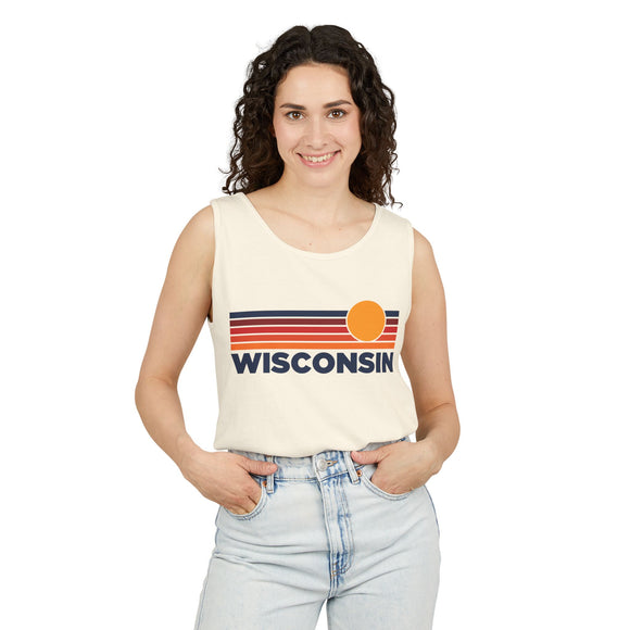 Wisconsin Retro Sunstripe Tank Top | Comfort Colors - 100% Cotton