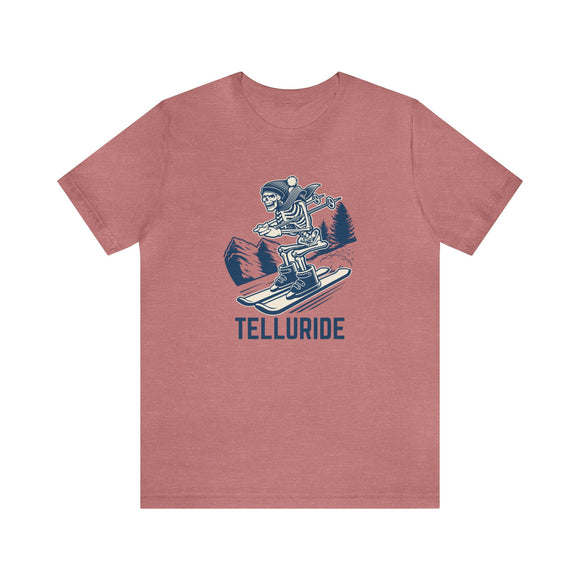 Telluride, Colorado T-Shirt - Skeleton Skier Unisex Telluride Shirt
