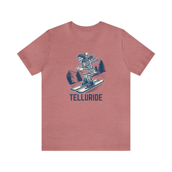 Telluride, Colorado T-Shirt - Skeleton Skier Unisex Telluride Shirt