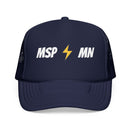 Minneapolis, Minnesota Retro Trucker Hat - Lightning Foam Cap - Lightning Black-2