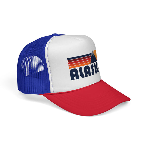 Alaska Retro Mountains Trucker Hat - Vintage Style Alaska Cap