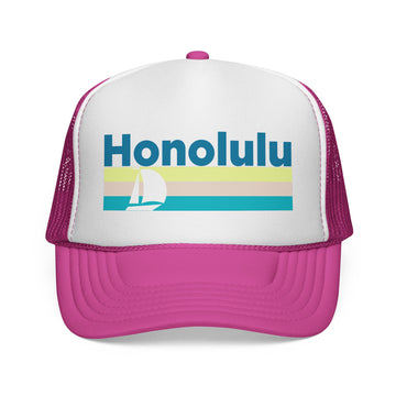 Buy pink Honolulu Retro Sailboat Trucker Hat