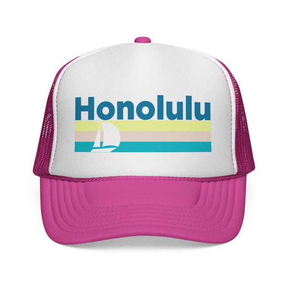 Honolulu Retro Sailboat Trucker Hat