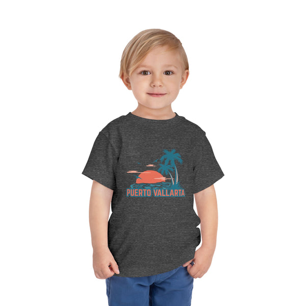 Puerto Vallarta, Mexico Toddler T-Shirt - Retro Palm Tree Toddler Puerto Vallarta Shirt