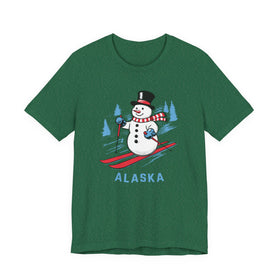 Buy heather-grass-green Alaska T Shirt - Ski Snowman Graphic Alaska Tee