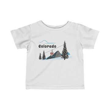 Colorado Mountain Gondola Baby Tee, Skiing Snowboarding Infant T-Shirt, Mountain Adventure Kids Top