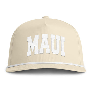 Buy ivory Maui, Hawaii Embroidered Rope Hat - Vintage Sunwashed Rope Cap, Comfort Colors