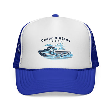 Coeur d Alene, Idaho Wakeboard Boat Trucker Hat