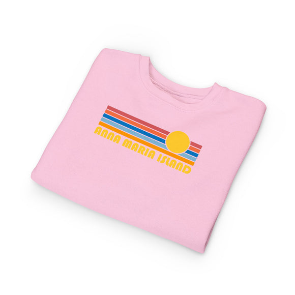 Anna Maria Island, Florida Toddler Sweatshirt - Retro Sun Anna Maria Island Toddler Crewneck Sweatshirt