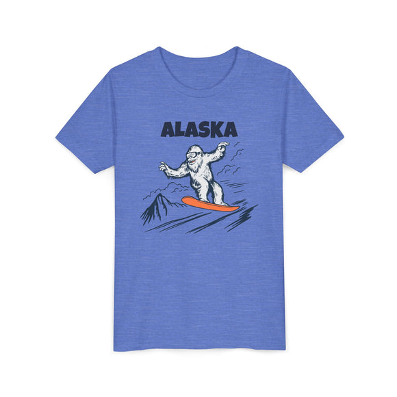 Alaska Yeti Snowboard Youth Tee - Funny Kids Skiing Shirt