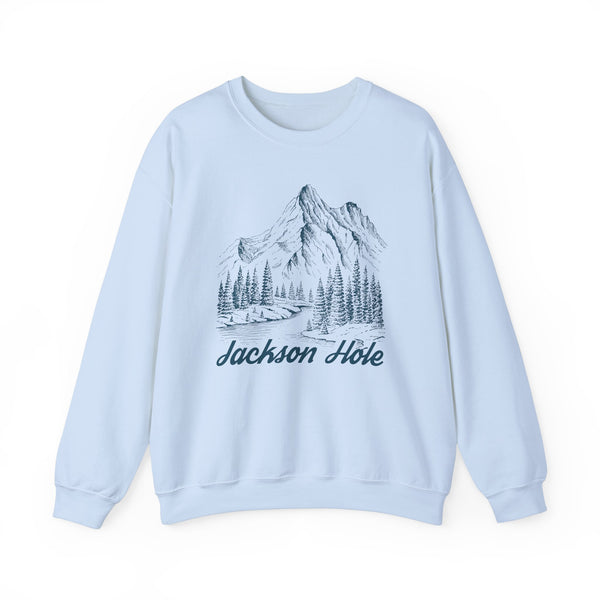 Jackson Hole, Wyoming Sweatshirt - Mountain Illustration Graphic Crewneck