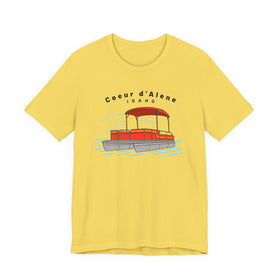 Buy maize-yellow Coeur dAlene, Idaho T Shirt - Pontoon Boat Tee