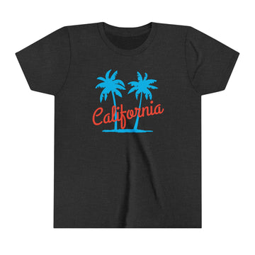 Buy dark-grey-heather California Youth Shirt - Retro Palm Tree California Kid's T-Shirt
