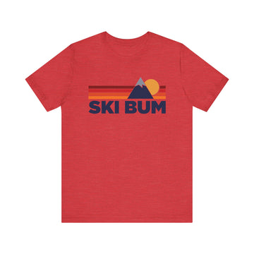 Buy heather-red Retro Ski Bum T-shirt, Mountain Tee, Vintage Ski Bum Unisex Jersey Shirt, Outdoor Hiking Apparel