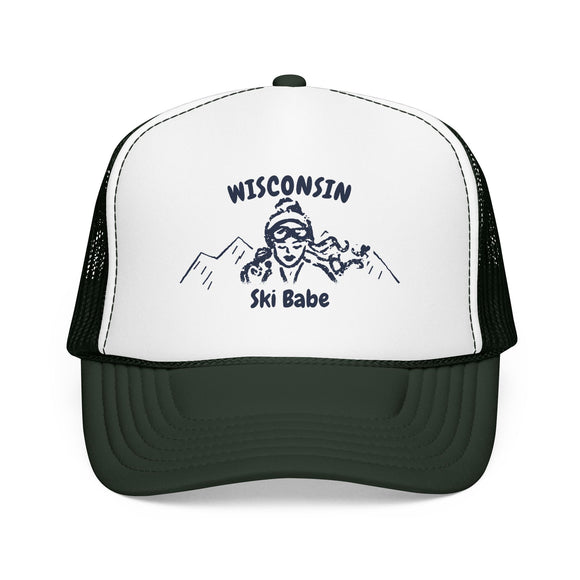 Wisconsin Ski Babe Trucker Hat — Foam Mesh Cap