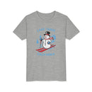 Lake Tahoe, California Youth Skiing Snowman Tee - Kids Lake Tahoe T Shirt-9
