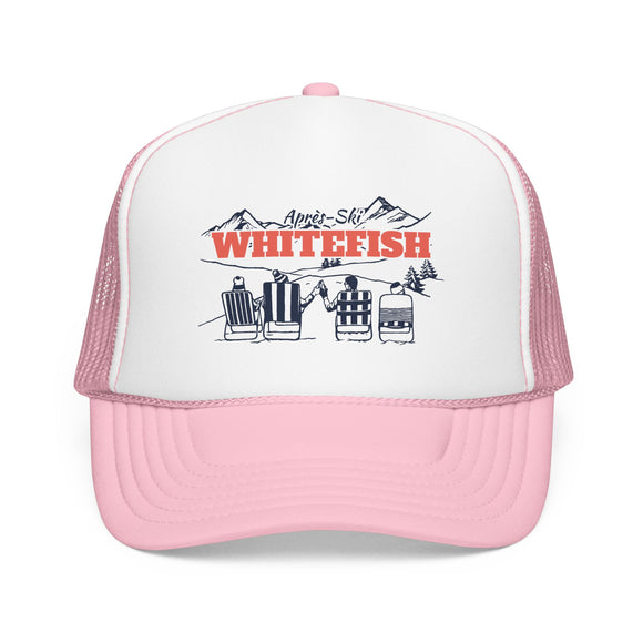 Whitefish, Montana Après-ski Trucker Hat — Foam Mesh Cap