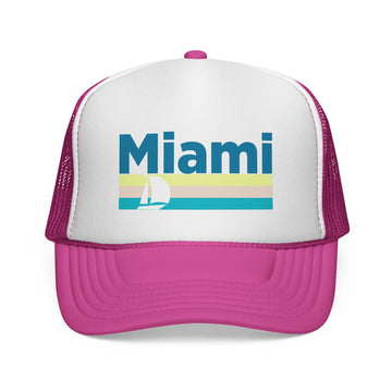 Buy pink Miami, Florida Retro Sailboat Trucker Hat