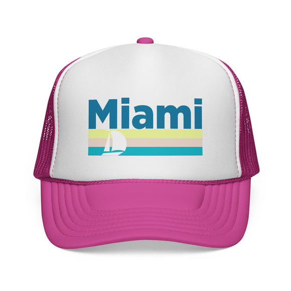 Miami, Florida Retro Sailboat Trucker Hat