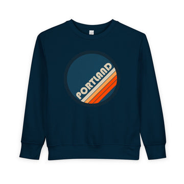 Buy navy Portland, Oregon Toddler Sweatshirt - Retro Portland Toddler Crewneck Sweatshirt