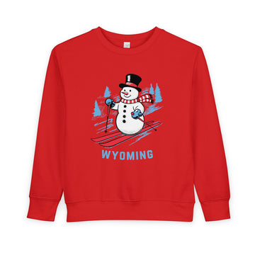 Buy red Wyoming Toddler Sweatshirt - Skiing Snowman Wyoming Toddler Crewneck Sweatshirt
