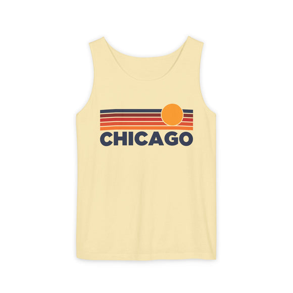 Chicago, Illinois Retro Sunstripe Tank Top | Comfort Colors - 100% Cotton