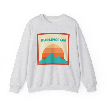 Retro Burlington, Vermont Sweatshirt, Mountain Sun Design, Unisex Crewneck, Gift for Outdoorsy Friends, Vintage Burlington, Vermont Jumper - 0