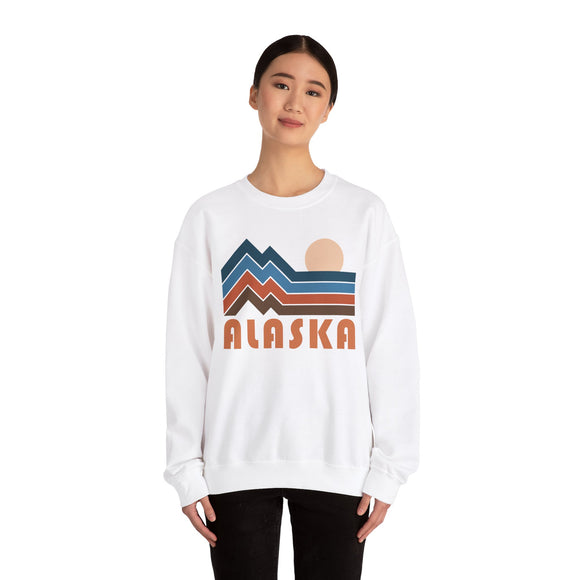 Alaska Sweatshirt Retro Mountains, Alaska Unisex Graphic Crewneck