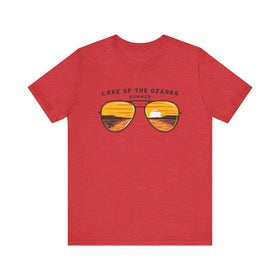 Buy heather-red Lake of the Ozarks, Missouri T Shirt - Sunglasses Lake Graphic Tee