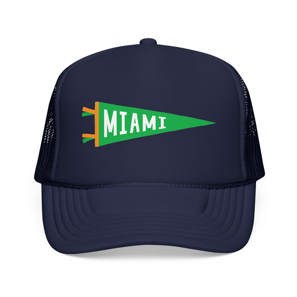 Miami, Florida Pennant Trucker Hat — Retro Flag Foam Cap