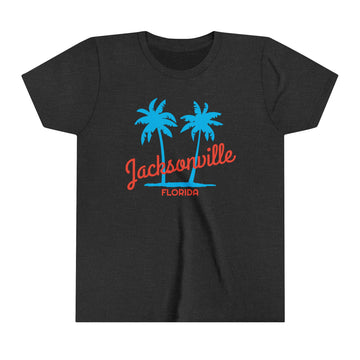 Buy dark-grey-heather Jacksonville, Florida Youth Shirt - Retro Palm Tree Jacksonville Kid's T-Shirt