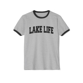 Lake Life Cotton Ringer T-Shirt - Nature Lover Gift, Outdoor Enthusiast Tee, Camping Shirt, Summer Vibes Top, Relaxation Apparel