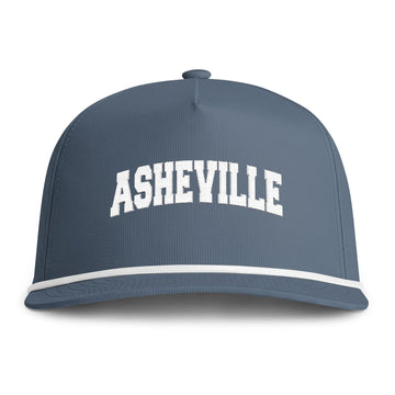 Asheville, North Carolina Embroidered Rope Hat - Vintage Sunwashed Rope Cap, Comfort Colors