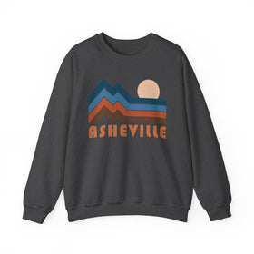 Buy dark-heather Asheville, North Carolina Sweatshirt Retro Mountains, Asheville Unisex Graphic Crewneck
