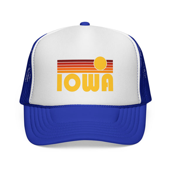 Iowa Retro Sun Trucker Hat - Vintage Style Iowa Cap
