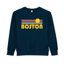Boston, Massachusetts Toddler Sweatshirt - Retro Sun Boston Toddler Crewneck Sweatshirt-4