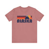 Retro Alaska T-shirt, Mountain Tee, Vintage Alaska Unisex Jersey Shirt, Outdoor Hiking Apparel