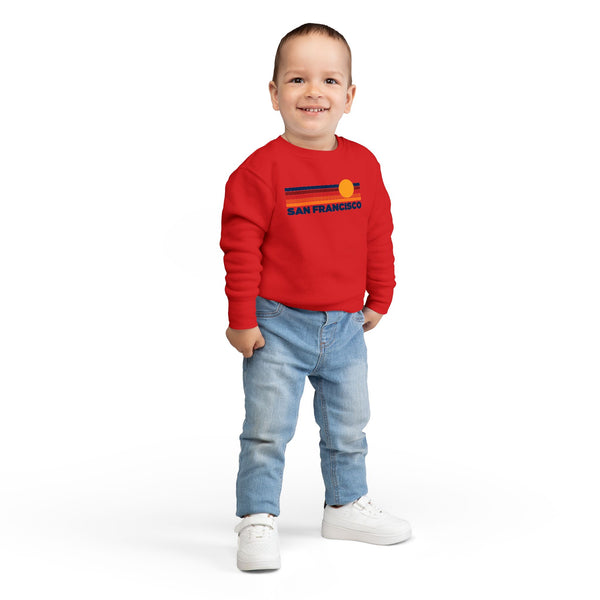 San Francisco, California Toddler Sweatshirt - Retro Sun San Francisco Toddler Crewneck Sweatshirt