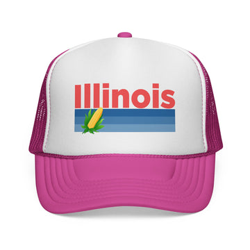 Buy pink Illinois Retro Corn and Farm Trucker Hat