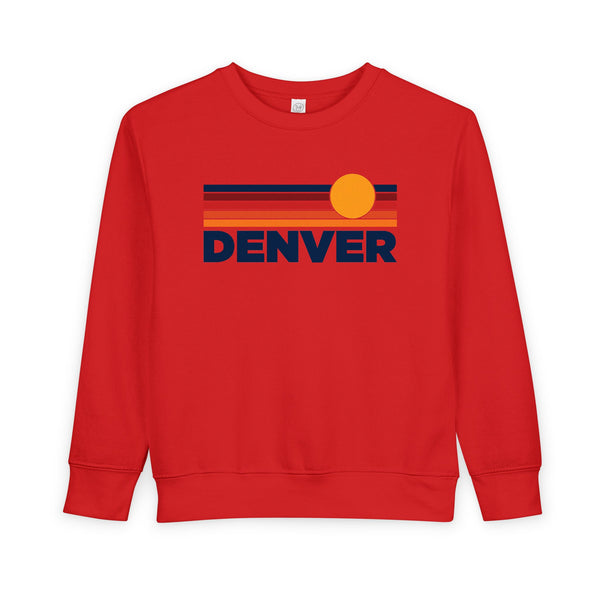 Denver, Colorado Toddler Sweatshirt - Retro Sun Denver Toddler Crewneck Sweatshirt